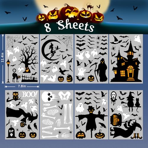 150 Pcs Halloween Window Clings Halloween Decor Indoor Bats Window Decoration (195 Count)