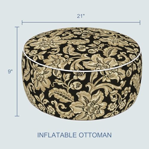 Indoor Outdoor Inflatable Ottoman with Handle D21 x H9 Inch