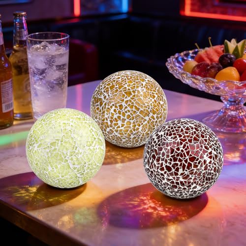 3 Pcs Mosaic Glass Orbs Decorative Balls (3 Count)