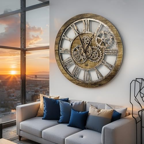 The Gears Clock The Original Real Moving Gear Wall Clock Vintage Industrial Oversized Rustic Farmhouse