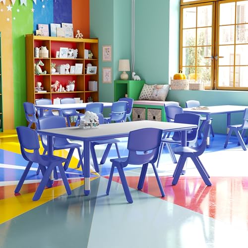 Blue 47.25x23.5 Activity Table Set with 6 Chairs (7 Count)