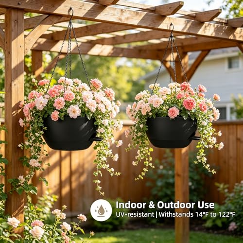 2 Pack 10 Inch Self Watering Hanging Planters for Indoor Plants (2 Count)