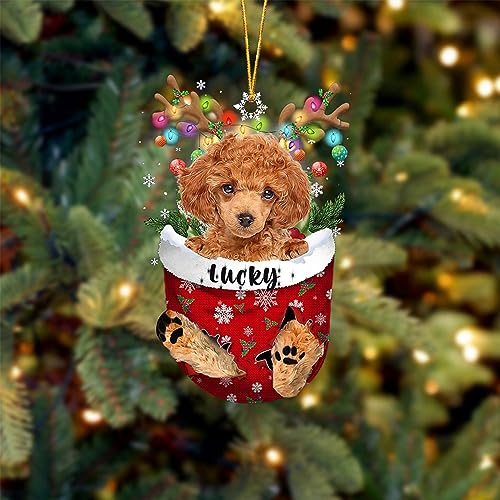 Red Toy Poodle Dog Christmas Ornament