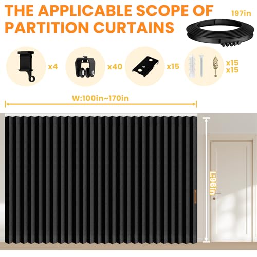 Room Divider Curtain Sets with Flexible Ceiling Track