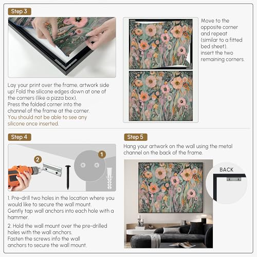 46"x60" Extra Large Framed Wall Art Whimsical Garden Bloom