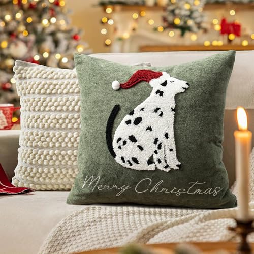 Cute Spotted Dog Christmas Pillow Covers 18x18
