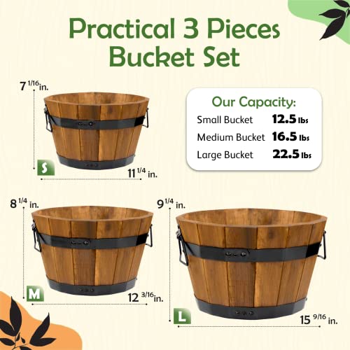 Set of 3 Wooden Flower Boxes Outdoor (3 Count)