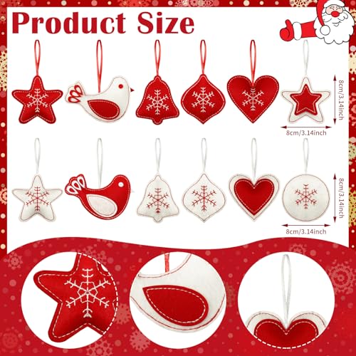 12 Christmas Felt Ornaments 3D Snowflake Hanging Tree Decor (12 Count)