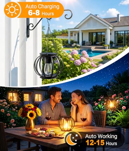 Solar Lanterns Outdoor Waterproof (4 Count)