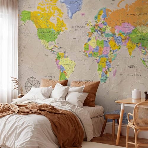 Premium Wall Mural World Map 118x83 in (6 Count)