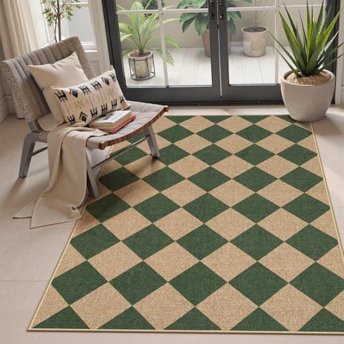 Checkered Easy Jute 3x5 Outdoor Patio Rug (18.148 Sq Ft)