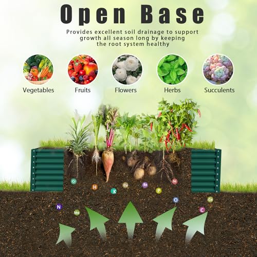 1 Pack 8x3x2FT Galvanized Raised Garden Bed Kit Retangular Metal Ground Planter Box Outdoor Bottomless Planter Raised Beds for Vegetables Flowers Herbs Fruits