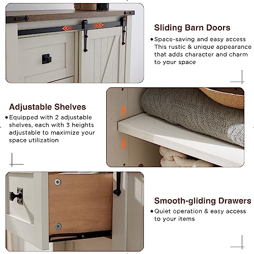 5 Drawers Dresser with Sliding Barn Doors