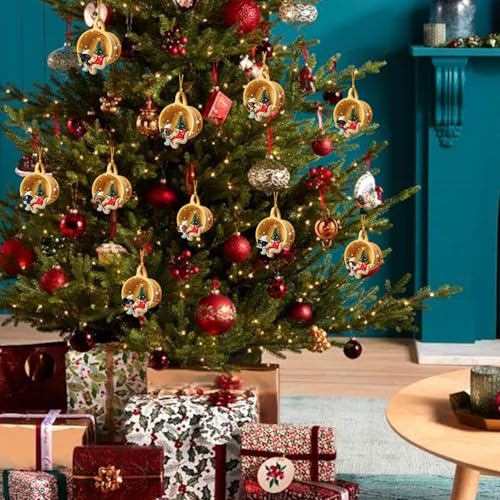 10 Pcs Christmas Hanging Ornaments Cute Teacup Sleeping Dog