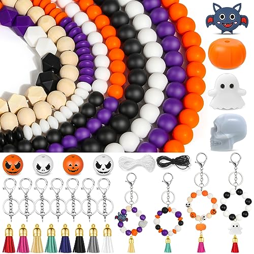 221PCS Halloween Silicone Beads for Keychain Making (221 Count)