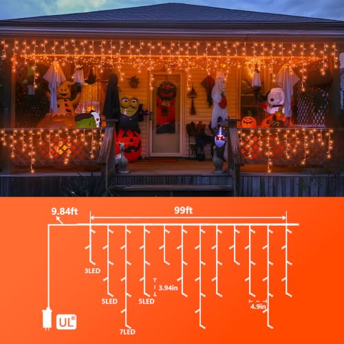 Orange Lights for Halloween (99 Foot)