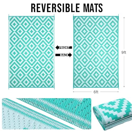 Outdoor Rug 6x9 ft Waterproof Reversible Mat