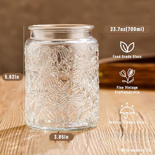 Vintage Glass Jars with Wooden Lids