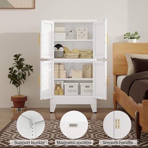 47” White Metal Bathroom Storage Cabinet