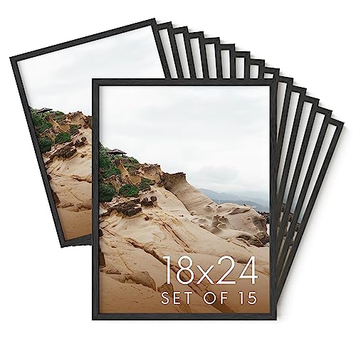 18x24 Black Oak Wood Picture Frames Set of 15
