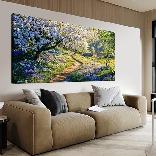 Flower Tree Landscape Wall Art Print Green Wall Art For Living Room 20"x40"