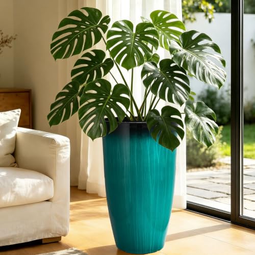 Autodaya 24" Faux Ceramic Large Planters for Outdoor Plants (2 Count)