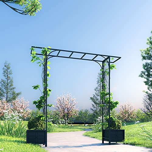 Metal Garden Arbor with Planters