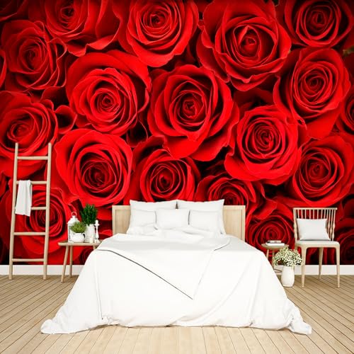Red Rose Floral Wallpaper Peel and Stick wall Mural for Bedroom Living Room