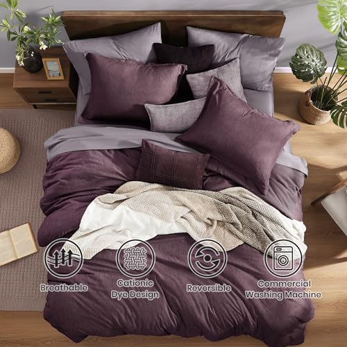 Super King Comforter Set 7 Pieces Italian Plum Bed in a Bag