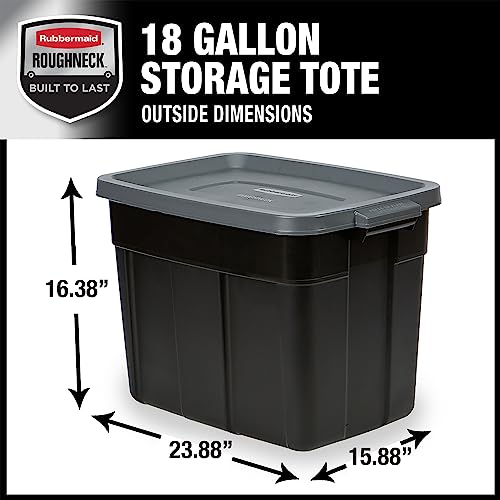 Roughneck Tote Durable 18 Gallon Stackable Plastic Storage Containers with Lids and Easy Carry Handles (6 Count)