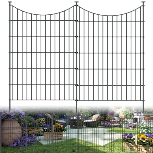 10 Panel No Dig Metal Garden Fence 40"H x 23.6'L Dog Fence Outdoor for Yard