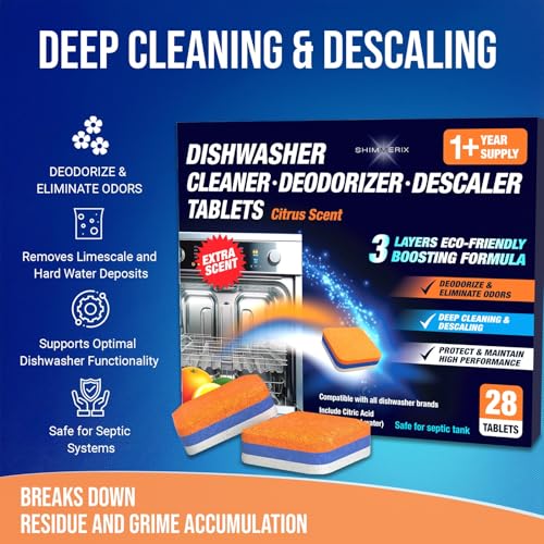Washing Machine Cleaner 28 Pack & Dishwasher Cleaner Tablets 28 Pack Bundle (56 Count)