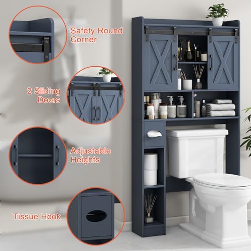 Over The Toilet Storage Cabinet with Sliding Doors