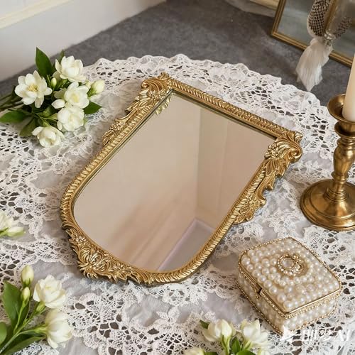 Vintage Carved Resin Desk Mirror