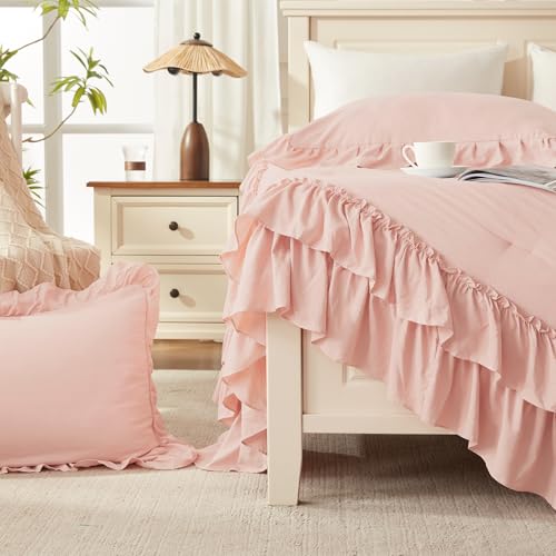 Blush Ruffle Full Size Comforter Set