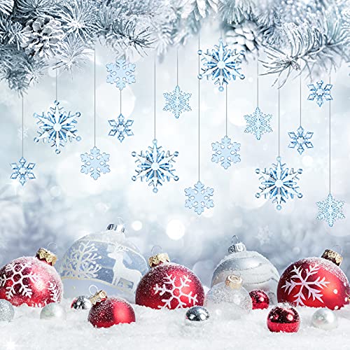 Blue 40 Pcs Christmas Snowflake Ornaments for Xmas Tree