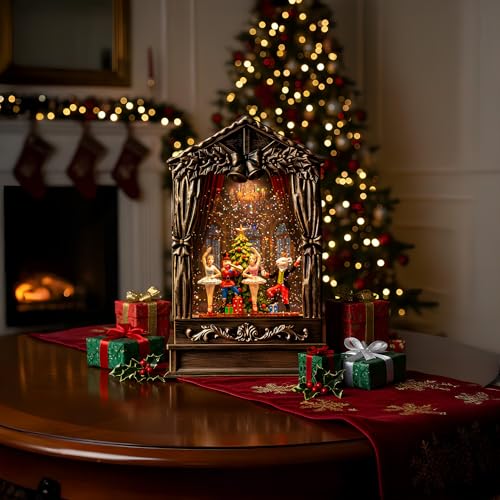 Christmas Snow Globe Lantern Water Glittering Nutcracker Ballet Theatre with Music & Timer