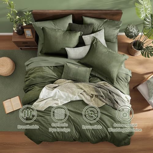 California King Comforter Set Olive Green 7 Pieces Bed in a Bag