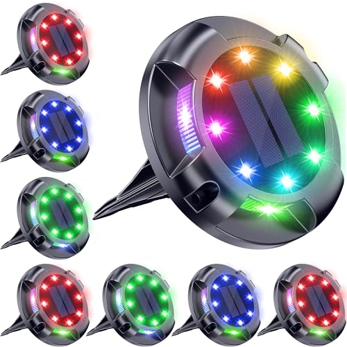Solar Pathway Lights Uplight Sidelight 8 Pack Multi Color (8 Count)