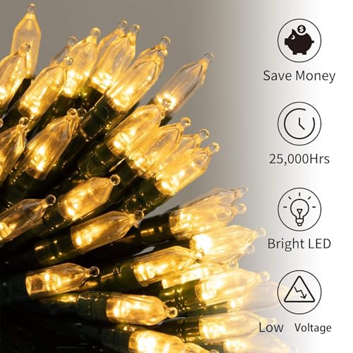 Battery Operated Christmas Lights 2 Pack 18 FT 50 LED Warm White (50 Count)