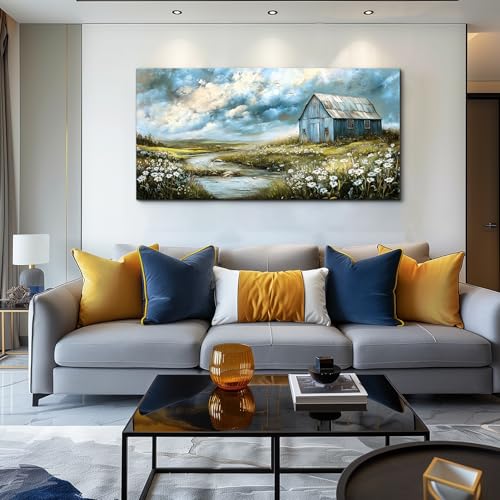 Wall Art For Living Room Large Canvas Wall Decor For Bedroom Field Scenery Flower Watercolour Painting Office Restaurant Mural Printing Picture Artwork Ready To Hang Home Decor 24x48 In