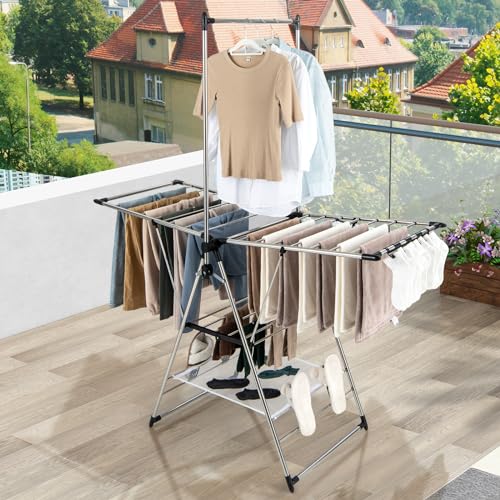 Foldable Clothes Drying Rack with 6