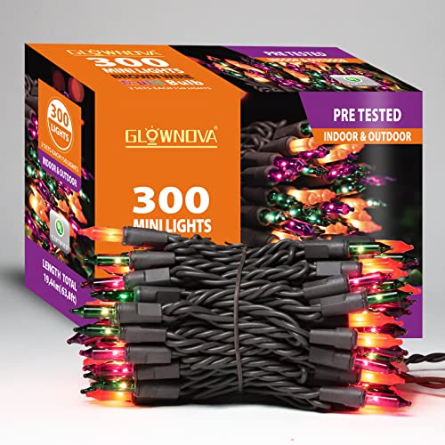 Brown Wire Multicolor 300 Incandescent Bulb Mini String Lights for Indoor Halloween Tree Home Party Festival Decoration (300 Count)