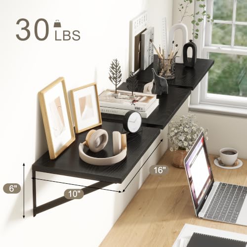 Black Floating Shelves 16 Inch Long