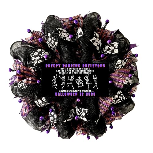 Creepy Dancing Skeletons Halloween Wreath Available in 24 inch and 28 inch diameters