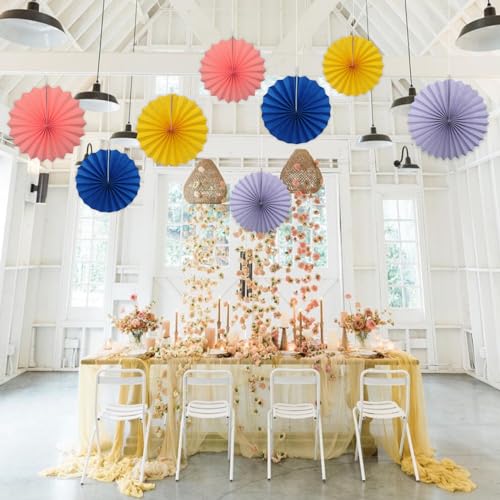 Pink Decorations for Party Pink Hanging Paper Round Fans Bulk 12inch DIY
