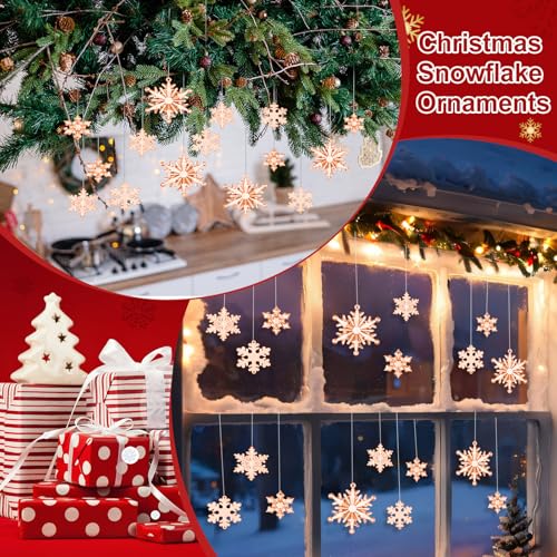 Champagne 40 Pcs Christmas Snowflake Ornaments for Xmas Tree (40 Count)