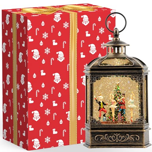 Christmas Snow Globe Lantern Lighted Nutcracker Ballet Stage Scene Musical Snow Water Lantern Swirling Glittering Home Decoration and Gift
