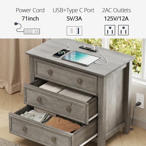 Large Nightstand with Charger Station