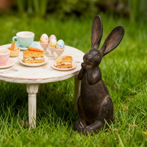 Bunny Garden Decor 11 Inch Brown Resin Rabbit Outdoor Statue